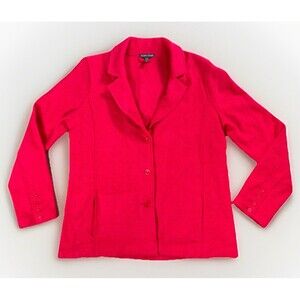 Eileen Fisher Boiled Merino Wool Red Button Up Collared Jacket Women’s Petite S